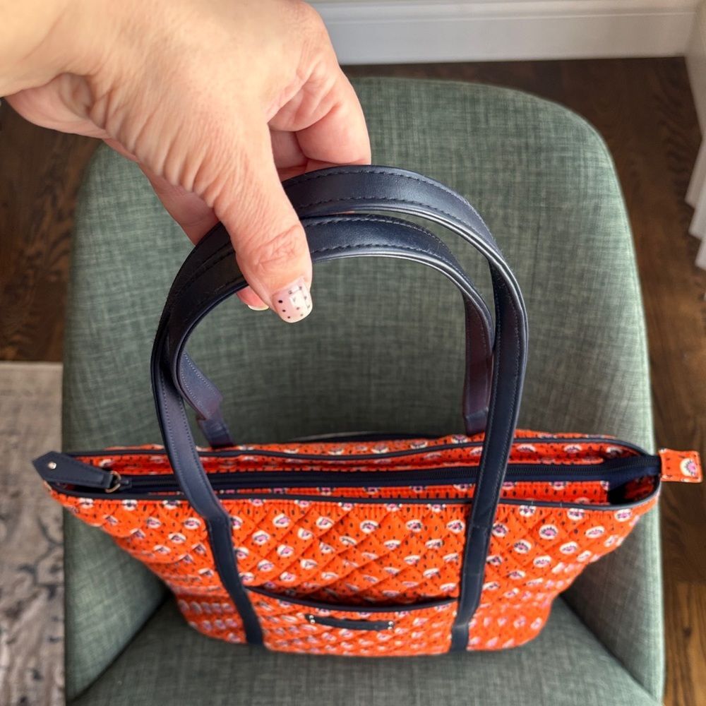 Vera Bradley Trimmed Rio Rosie large Tote purse shoulder bag orange NWOT beach - Picture 6 of 12